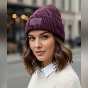 NEW! Coach Ribbed Knit Patch Beanie NWT